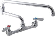BK Resources WorkForce Standard Duty 8 inch On Center Splash Mount Faucet with 18 Inch Double Jointed Swing Spout
