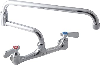 BK Resources WorkForce Standard Duty 8 inch On Center Splash Mount Faucet with 18 Inch Double Jointed Swing Spout