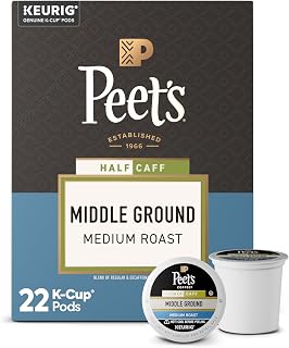 Peet's Coffee Medium Roast Keurig K-Cup Pods, 100% Arabica Coffee - Middle Ground - Middle 22 Count (1 Box of 22 Pods)