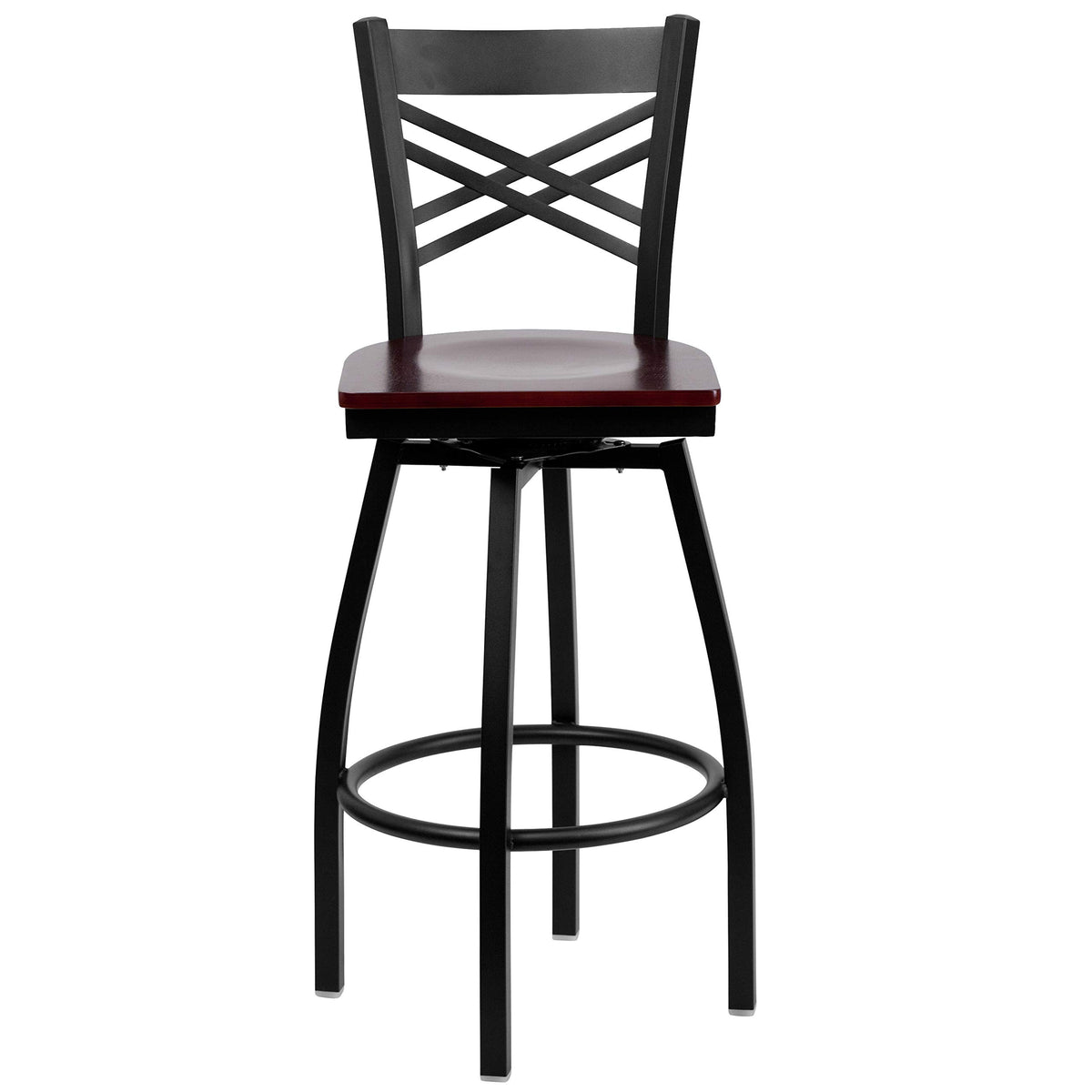 Flash Furniture Mahogany Wood Seat/Black Metal Frame / 2 Pack / traditional Barstools