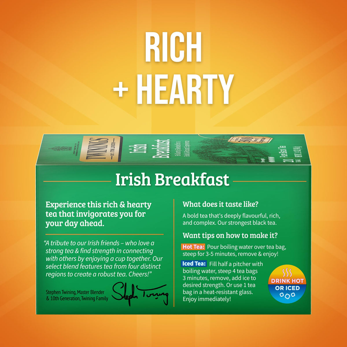 Irish Breakfast Black Tea Individually Wrapped Bags by Twinings – 20 Count (Pack of 6), Pack of 6, Model 05328