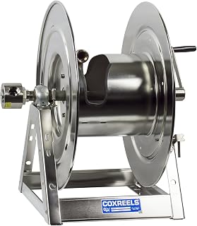 COXREELS 1175-6-100-EB-SP Stainless Steel Electrical Motor Hose Reel: 1" I.D., 100' Hose Capacity, Less Hose, 3000 PSI