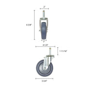 4" rubber wheel caster by Thunder Group – Stainless Steel, Silver, Model PLCB4140