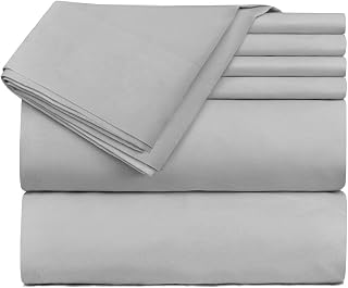 4Pcs Bed Sheet Set 800-Thread Count Silver King Sheets-Long Staple Cotton Sheet Set,Bedding Set Deep Pocket fits Mattress Upto 14'' (100% Cotton Silver King Sheets)