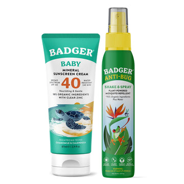 SPF 40 Baby Sunscreen and Bug Spray by Badger – Commercial Grade