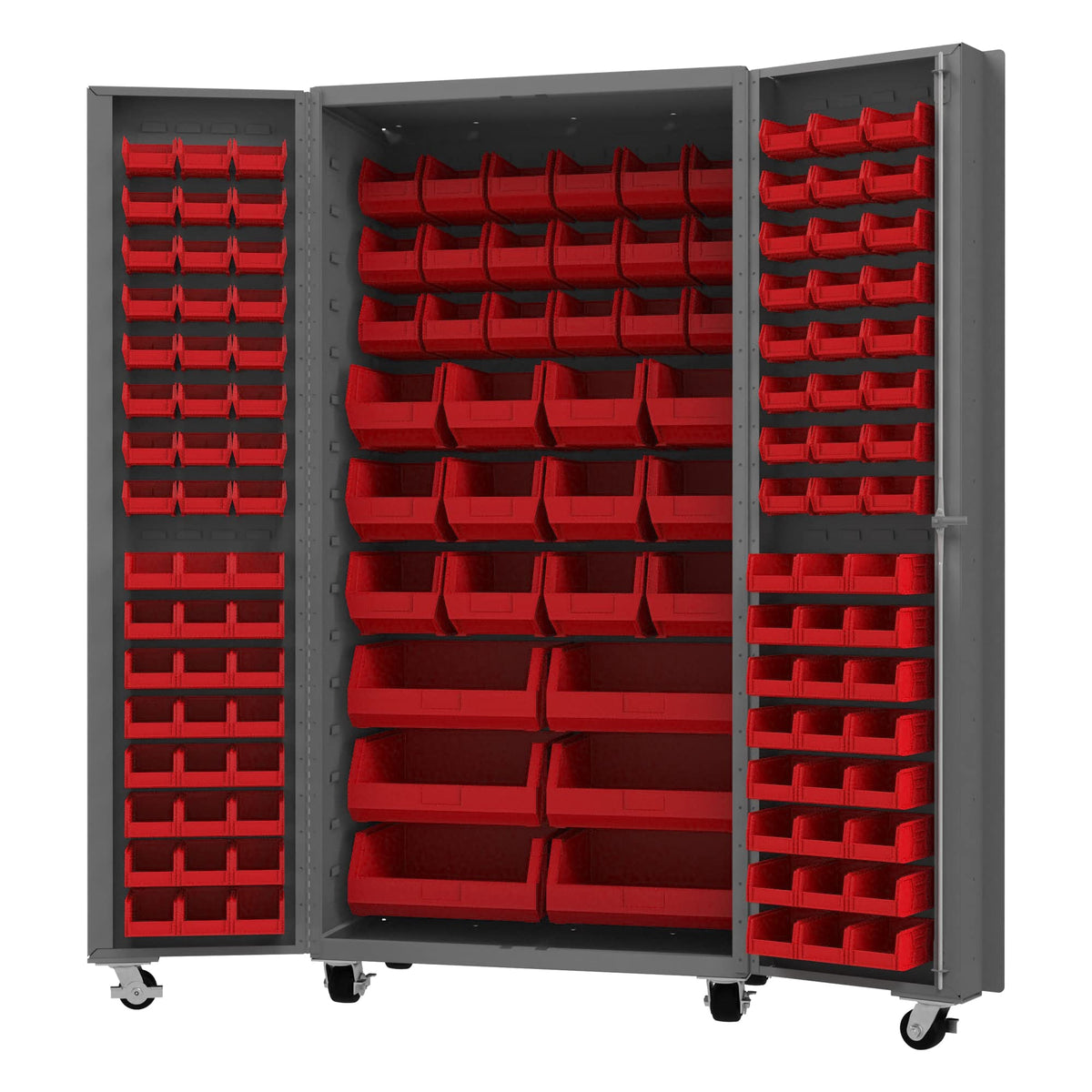 Mobile Bin Cabinet by Durham – Alloy Steel, Grey, Model DCM36-BDLP-132-1795