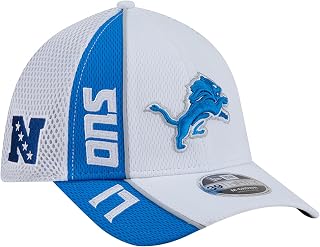 New Era Men's White/Blue Detroit Lions Dash 39THIRTY M-Crown Flex Hat