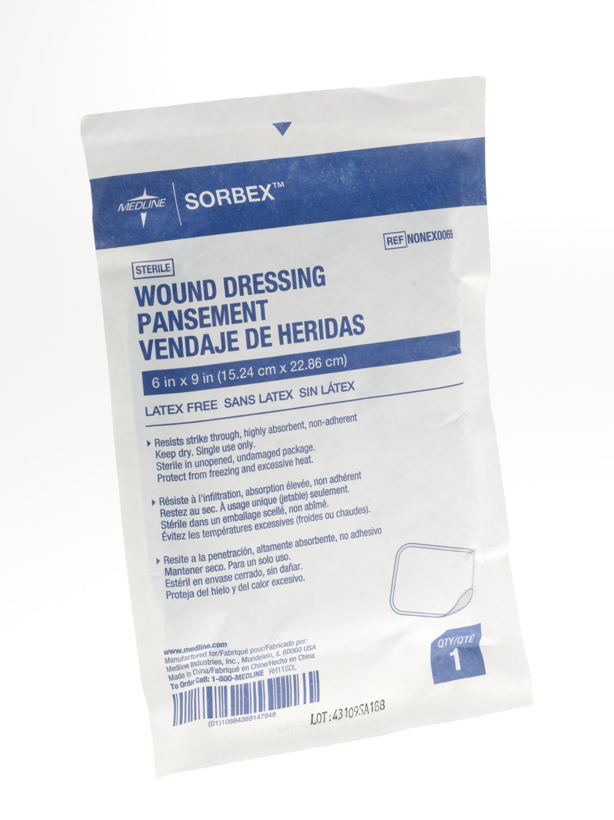 SORBEX Sterile Absorbent Dressings by Medline – 6"x9", Cellulose, Fluff, Model NONEX0069H