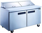 Dukers DSP60-16-S2 14.3 cu. ft. 2-Door 60" Commercial Food Salad/Sandwich Prep Table Refrigerator in Stainless Steel