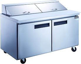 Dukers DSP60-16-S2 14.3 cu. ft. 2-Door 60" Commercial Food Salad/Sandwich Prep Table Refrigerator in Stainless Steel