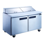 14.3 cu. ft. 2-Door 60" Commercial Food Salad/Sandwich Prep Table Refrigerator in Stainless Steel by Dukers – (W x D x H): 60″ x 31 1/2″ x 45 5/8″, Model DSP60-16-S2