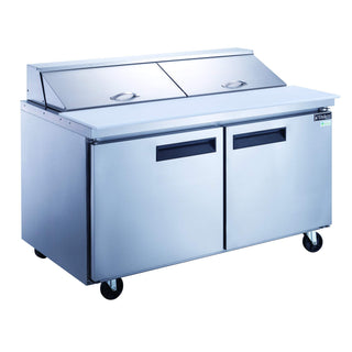 14.3 cu. ft. 2-Door 60" Commercial Food Salad/Sandwich Prep Table Refrigerator in Stainless Steel by Dukers – (W x D x H): 60″ x 31 1/2″ x 45 5/8″, Model DSP60-16-S2