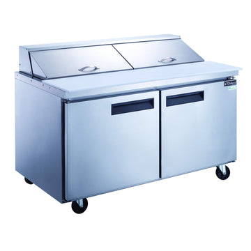14.3 cu. ft. 2-Door 60" Commercial Food Salad/Sandwich Prep Table Refrigerator in Stainless Steel by Dukers – (W x D x H): 60″ x 31 1/2″ x 45 5/8″, Model DSP60-16-S2