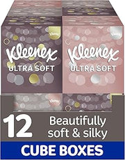 Kleenex Ultra Soft Facial Tissues - Pack of 12 Cube Tissue Boxes