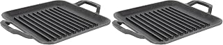 11" Cast Iron Square Grill Pan - Chef Collection - Pre-Seasoned Cast Iron Pan - Versatile Cooking - Indoor & Outdoor Use - Incredible Heat Retention (Pack of 2) by Lodge – 11"