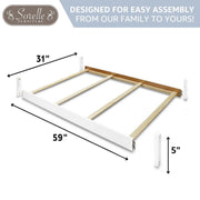 Full Size Adult Bed Rails by Sorelle – 76" X 55" X 46", Wood, Vintage White, Model 215-VW