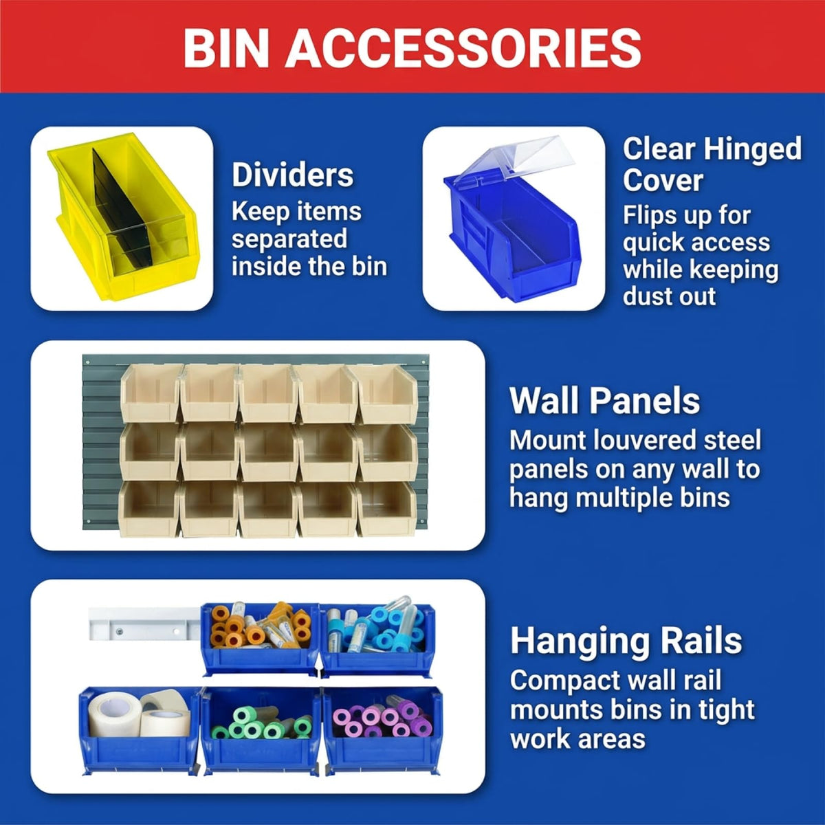 QUANTUM STORAGE SYSTEMS Clear / 10L x 6W x 5H / Ultra Stack & Hang Open Storage Bins