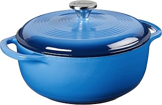 Lodge Essential Enamel Cast Iron Dutch Oven, 4.5 Quart, Caribbean Blue | Oven-Safe Enamel Cookware up to 500°F, Heat-Retaining Braising & Roasting Pot, PFAS-Free & Induction-Safe Enameled Cookware
