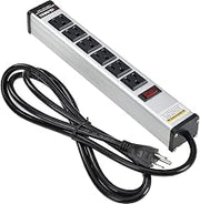 Global Industrial 12" 6 Outlet Aluminum Power Strip with 6-ft Cord ETL/cETL