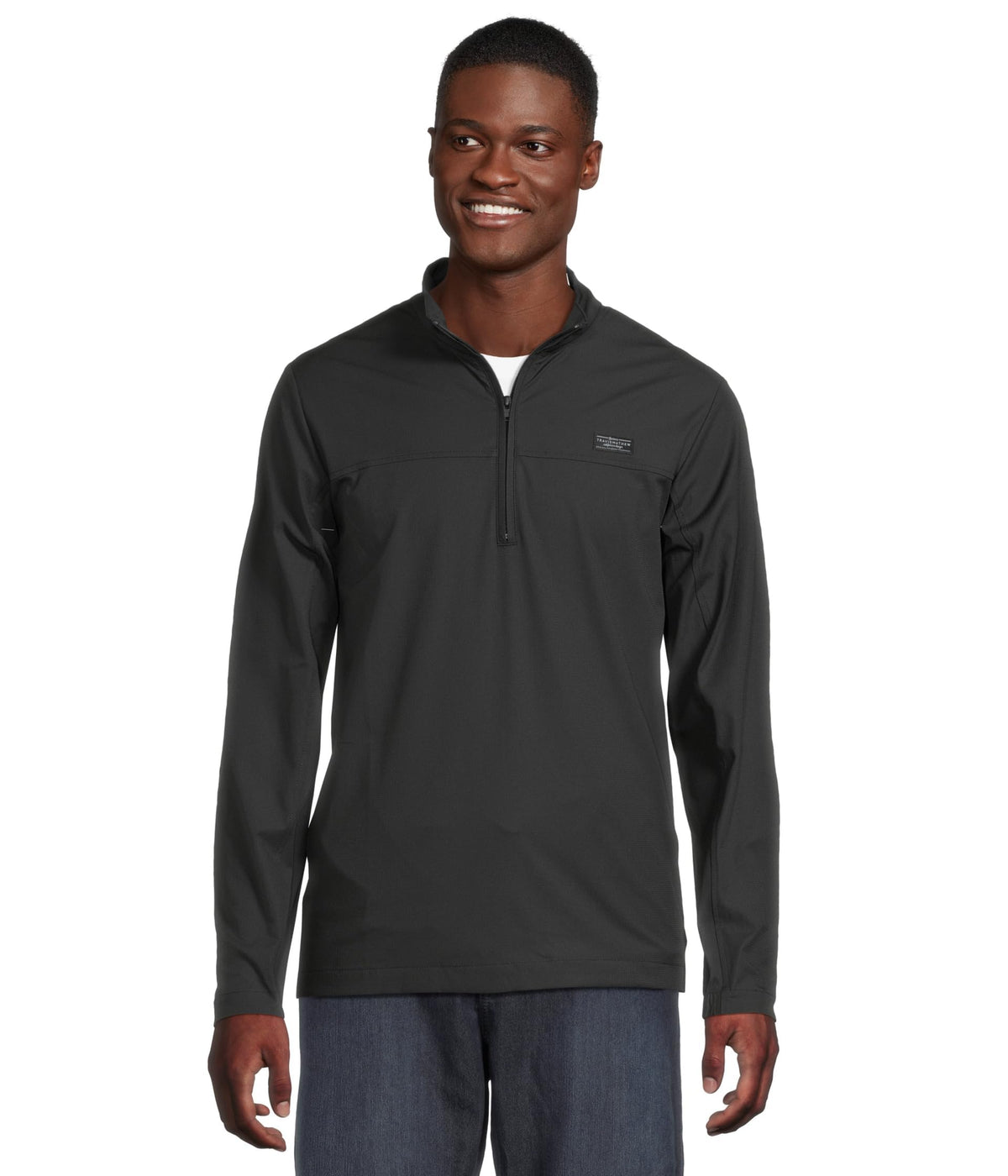 Men's Wanderlust 1/4 Zip Black XL by TravisMathew – X-Large, Polyester, Black, Model 1MAA041