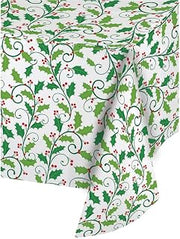 Creative Converting 013704 Plastic Banquet Table Roll, Holly, 50'