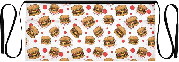 Kitchen Apron Hamburger | Unisex Server Apron with 3 Pockets, Adjustable for Waiters, Gardeners, Kitchen, BBQ, Painting and Restaurant Work