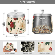 Poinsettias Holly Leaf Splash Ashtray with Lid by ALAZA – Stainless Steel, C4885, Model g541054487p1082c1149s2657