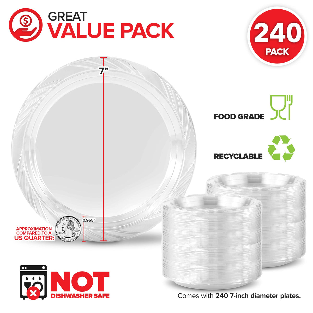 Stock Your Home 120 / 7 Inch / White Plates