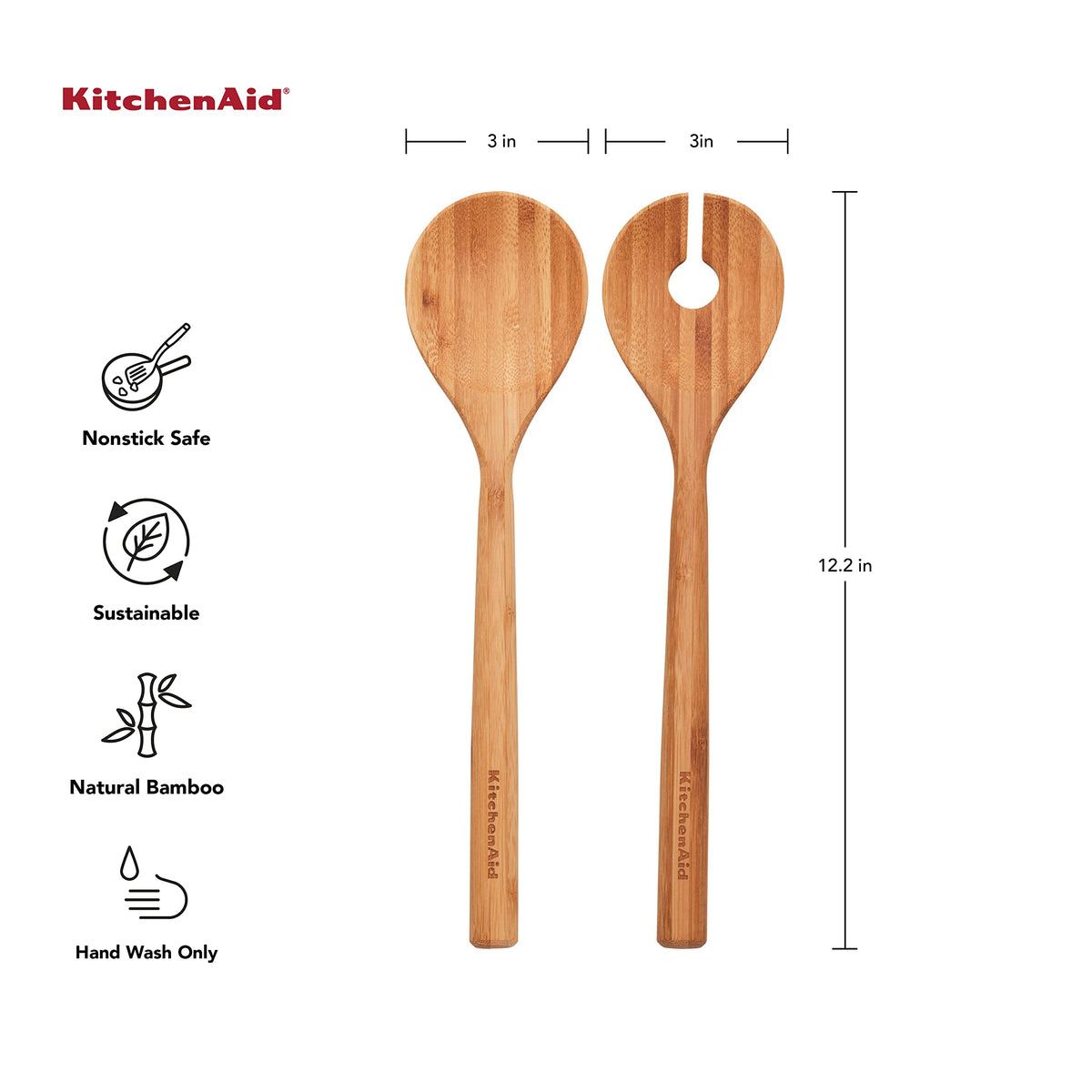 KitchenAid 2-Piece / 2-Piece Bamboo Salad Server Set / Bamboo Cooking Spoons