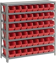 Global Industrial 7 Shelf Steel Shelving with (48) 4" H Plastic Shelf Bins
