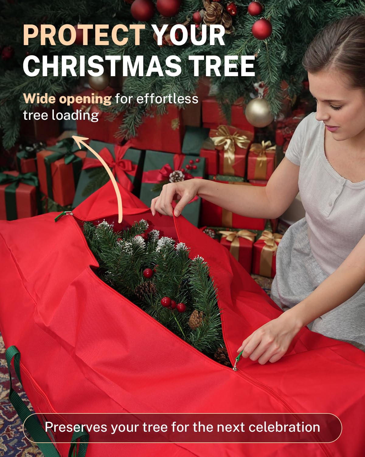 MaidMAX Artificial Tree Storage Bag, Holds 9 Foot Trees, Red