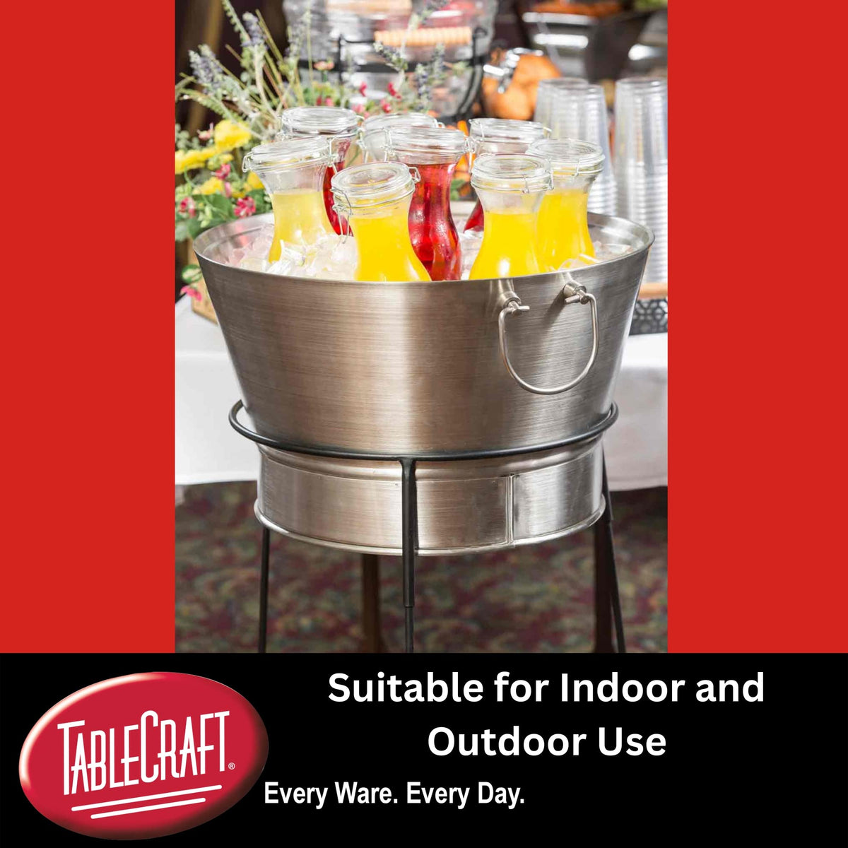 Beverage Tub with Stand by Tablecraft – 20-Inch, Stainless Steel, stainless, Model BT2137N