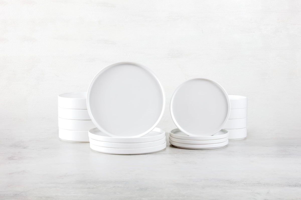 Sound Stoneware by Fortessa – 16 Piece Dinnerware Set (Service for 4), Stoneware, White, Model 16PPS.6900.SND