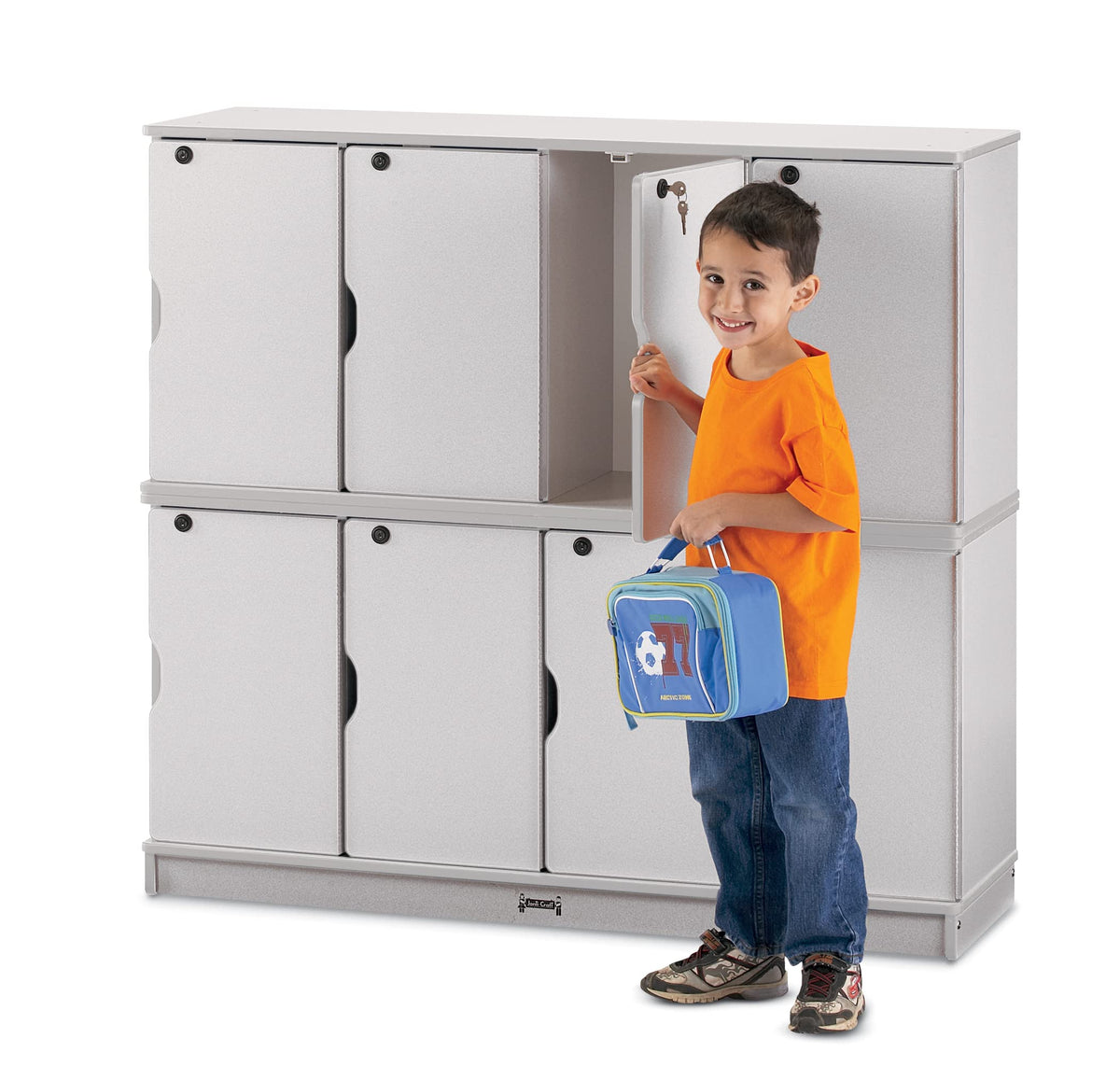 Rainbow Accents Stacking Lockable Lockers - Double Stack - Gray by Jonti-Craft – Large, Wood, Grey, Model 4696JC000
