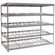 4 Level Single Depth Gravity Flow Carton Rack by Global Industrial – 48"L x 96"W x 84"H, Alloy Steel, Grey, Model 184058