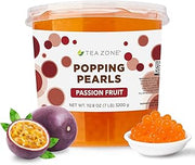 TEA ZONE 7 lb Passion Fruit POPPING PEARLS™ for Boba Tea Beverages, Sweets, Ice Cream Topping | B2055