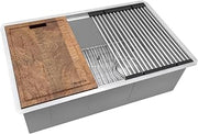 Ruvati 30-in 16-Gauge Offset-Drain Workstation Kitchen Sink - RVH8582