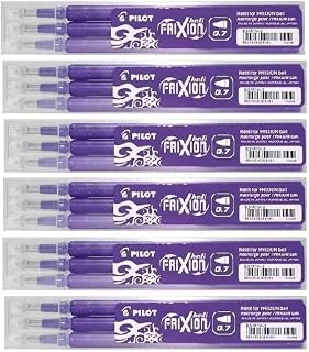 Pilot Purple/Violet Frixion Clicker Retractable Fine Rollerball Erasable Pens Pen Refills Replacement Spare Ink BLS-FR7 (Pack of 6-18 Refills)