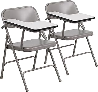 Flash Furniture Steel Folding Chair with Right Handed Tablet Arm, 2-Pack | Durable Construction, Commercial Use