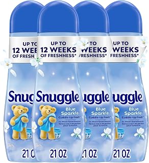 Snuggle In Wash Scent Booster, Blue Sparkle, 21oz, 4-Pack | Fragrance enhancer for clothes, bedding and activewear, HE safe, Bead form, Works in all machines and water temperatures