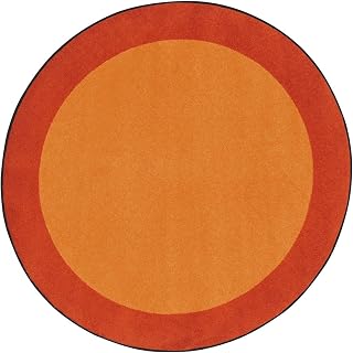 Joy Carpets Kid Essentials All Around Area Rug in Color Orange, 13'2" Round