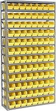 Global Industrial 13 Shelf Steel Shelving with (96) 4" H Plastic Shelf Bins, Yellow, 36x12x72