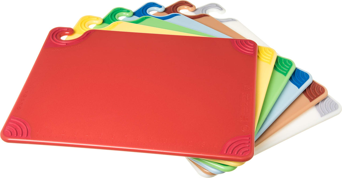 San Jamar Saf-T-Grip Plastic Cutting Board with Safety Hook by Carlisle FoodService Products – 24"L x 18"W, Plastic, Assorted, Model CBG1520KC