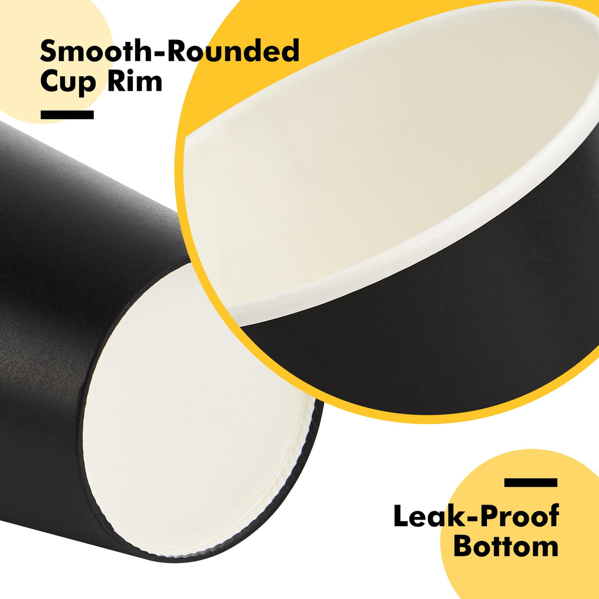 Racetop Paper Coffee Cups, 12 oz with Lids and Sleeves, Black, 100 Count