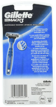 Mach3 Men’s Disposable Razors by Gillette – 1 Count (Pack of 12), Acrylonitrile Butadiene Styrene (ABS), Silver, Pack of 12