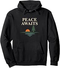 Peace Awaits Lakeside Sunset Evergreen Scenic Horizon Pullover Hoodie
