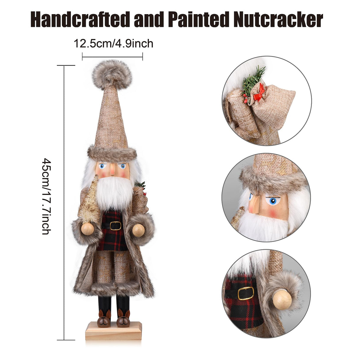ArlinaL Santa Nutcracker Figure, 15 Inch, Gold