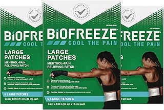 Biofreeze Patches Menthol Pain Relieving Patches (5 Per Box, Pack Of 3) Up To 8 Hours Of Pain Relief From Sore Muscles, Arthritis, Backaches, Spains, Bruises, Strains And Joint Pain (Package May Vary)