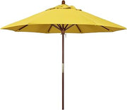 California Umbrella 9' Round Hardwood Frame Market Umbrella, Stainless Steel Hardware, Push Open