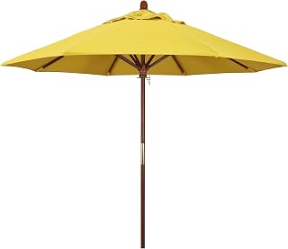 California Umbrella 9' Round Hardwood Frame Market Umbrella, Stainless Steel Hardware, Push Open
